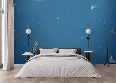 christmas reindeer and santa`s sleigh , tree , season december Wall mural